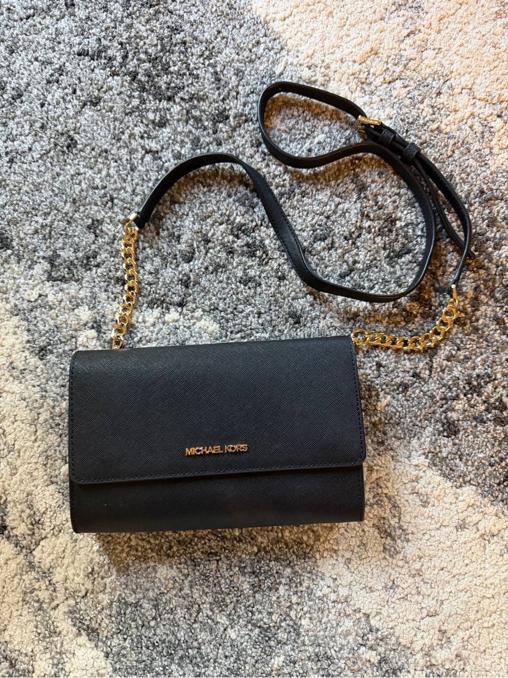 Michael Kors Black Leather Crossbody Bag